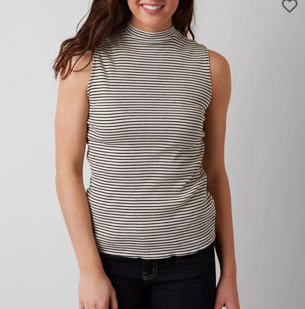 Striped Sleeveless Top - Black and White